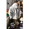 Men's Trendy Grey Half-Zip Stand Collar Hoodie: Deconstructed Design, Heavyweight American Style Sweatshirt