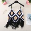 Summer Women's Camisole Ethnic Style Halter Pure Handmade Crochet Top Halter Bohemian Tassel Travel Holiday Vest