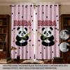 Set Of 2 Pink Heart Shaped Panda Print Perforated Curtains Multiple Sizes Living Room Insulation Decoration Easy Install Curtain Darkening Polyester