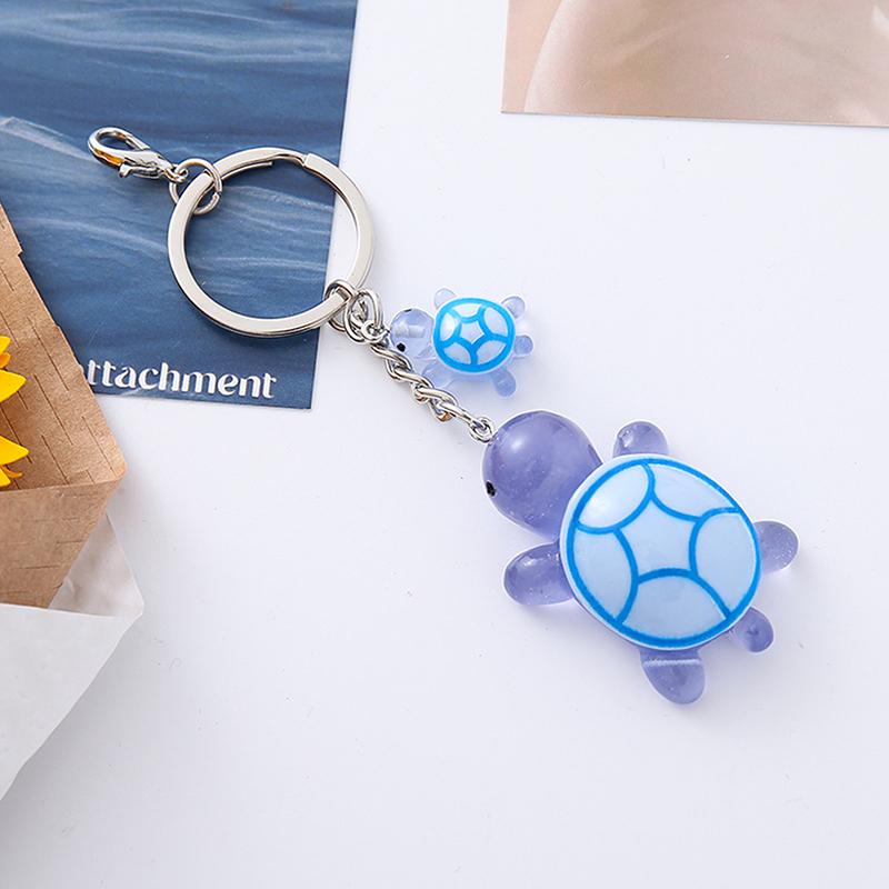 Cartoon 3D Luminous Turtle Keychain Pendant Cute Animals Charms Key Ring Exquisite Backpack Decoration Accessories Gifts