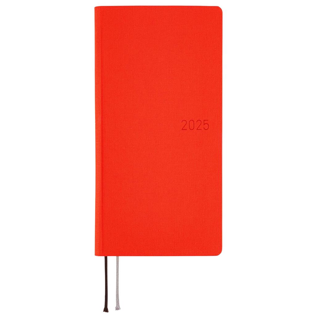 Hobonichi Notebook 2025 WeeksMEGA Colors/Chili Pepper Starting in January Weekly Notebook Weekly Left Slim Vertical 213 Pages of Graph Memo