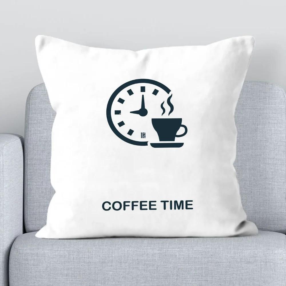 Office Sofa Cushion Cover Coffee Time Cushion Cover Pillow Decorative Printed Pillow Cover Home Furnishings