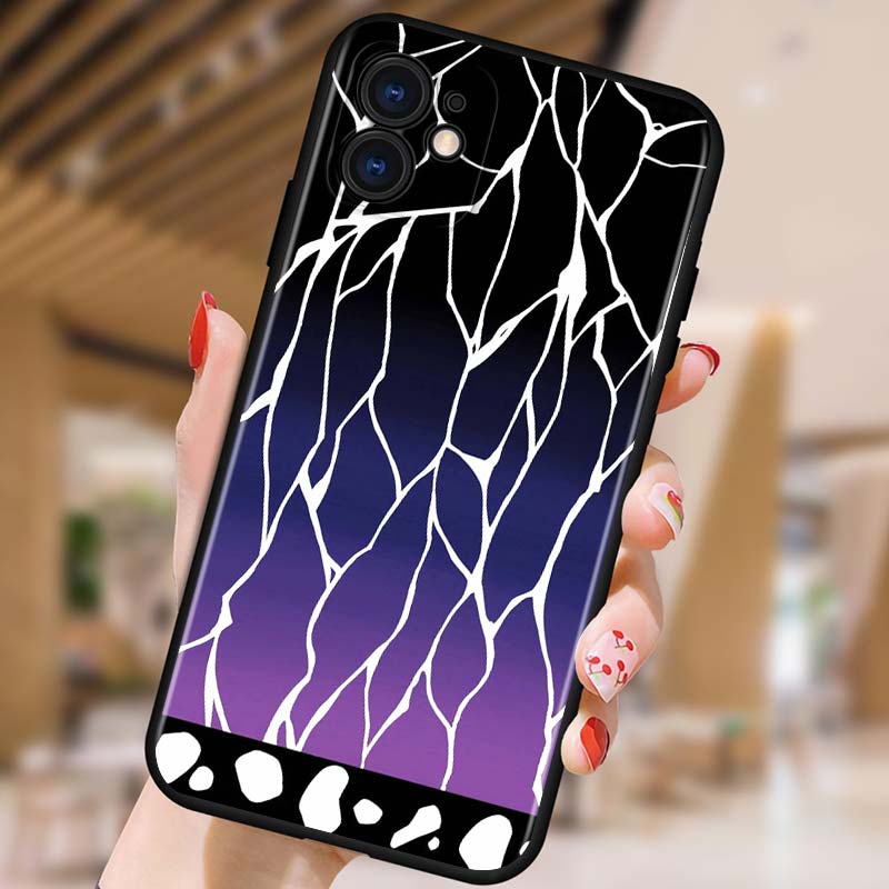 Demon Slayer Anime Etui na telefon Apple iPhone 12 Pro Max Mini 11 Pro XS Max X XR 6S 6 7 8 Plus 5S SE2020 Czarne