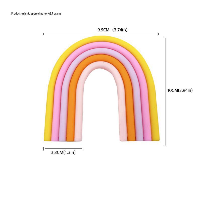 Versatile Rainbow Arch Cake Topper: Colorful Cartoon Forest Style Red Pink Rubber Ornament