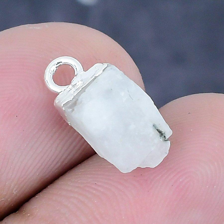 Moonstone Rough Gemstone Handmade 925 Sterling Silver Jewelry Pendant 0.59" A9W07