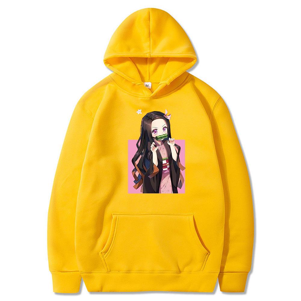 

Kamado Nezuko Demon Slayer японские аниме толстовки пуловеры мужские Harajuku эстетика девушка осень и зима длинный рукав толстовка 4XL жёлтый