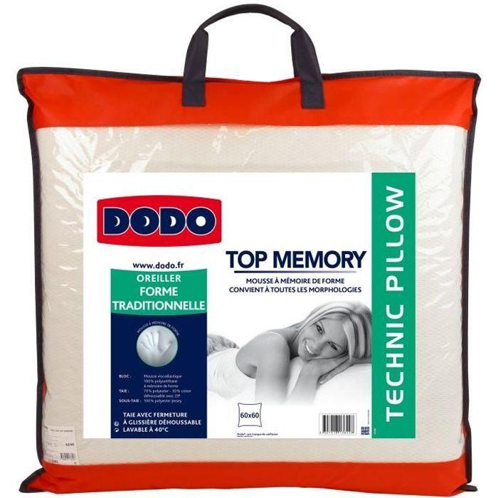 Oreiller - DODO - TOP MEMORY - 60x60cm - Mousse à mémoire de forme - Confort médium