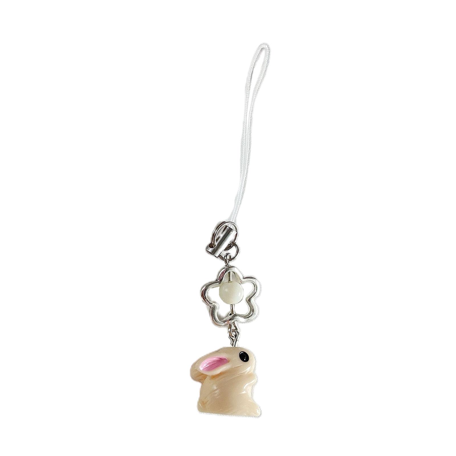 Bowknot Heart Keychain Rabbit Phone Lanyard Cute Bowknot Flower Charm Phone Strap Backpack Charm Sweet Cool Y2K Keyring