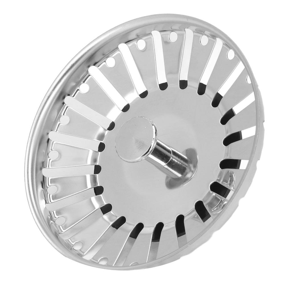 Stainless Steel Sink Strainer Basket Thickening Design Rubber Stopper Sink Strainer Silver Drain Strainer Restaurant