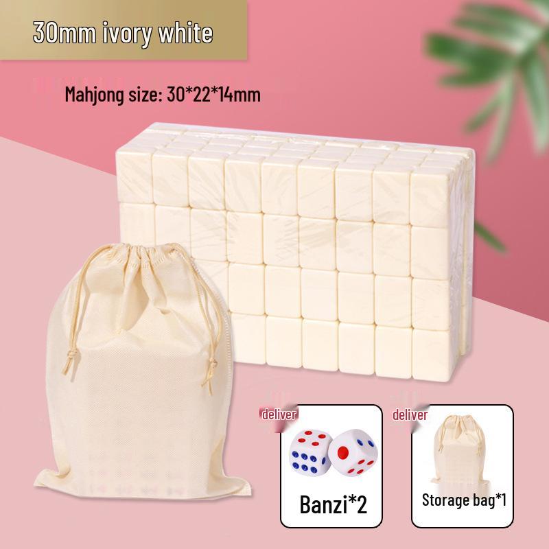 Compact Travel Mahjong Set - 24mm & 30mm Tiles, Solid Carved Sparrow Design, Ideal for Dorms and Table Games