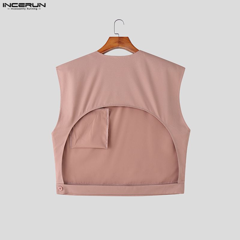 INCERUN 2PCS Men Sleeveless Cropped Tank Tops and Straight Trousers Pants Sets Outfits