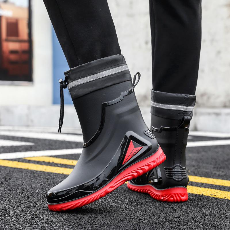 Men's Waterproof Non-Slip Rubber Work Boots - Outdoor & Kitchen, Rain & Cold Protection, Plus Velvet, Durable