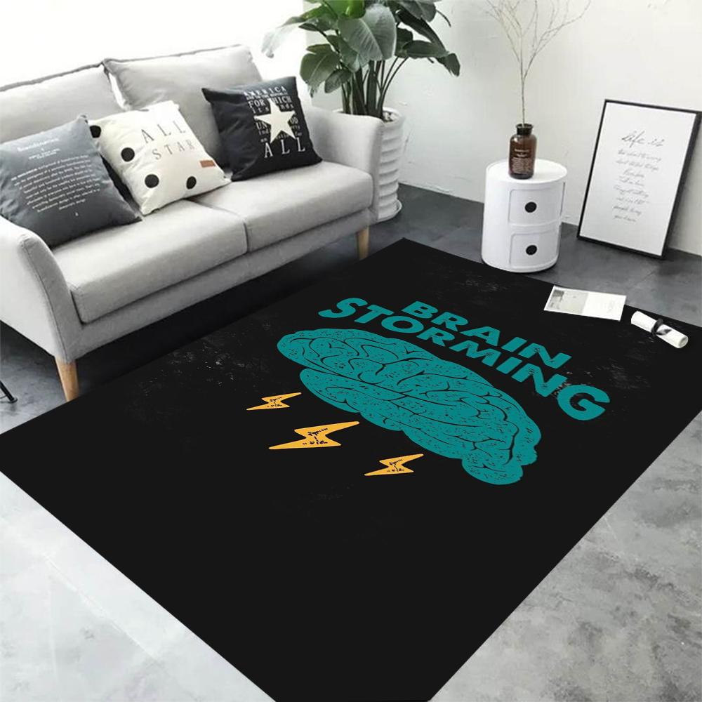 

3D HD Printing Neon Graffiti Printed Carpet Non-Slip Rug Black Home Decor Rug Carpet for Living Room Bedroom Dining Office Gift 50X80CM
