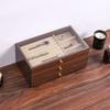 Transparent Window Wooden Jewelry Box Rings Necklace Square Jewelry Box  Outdoors