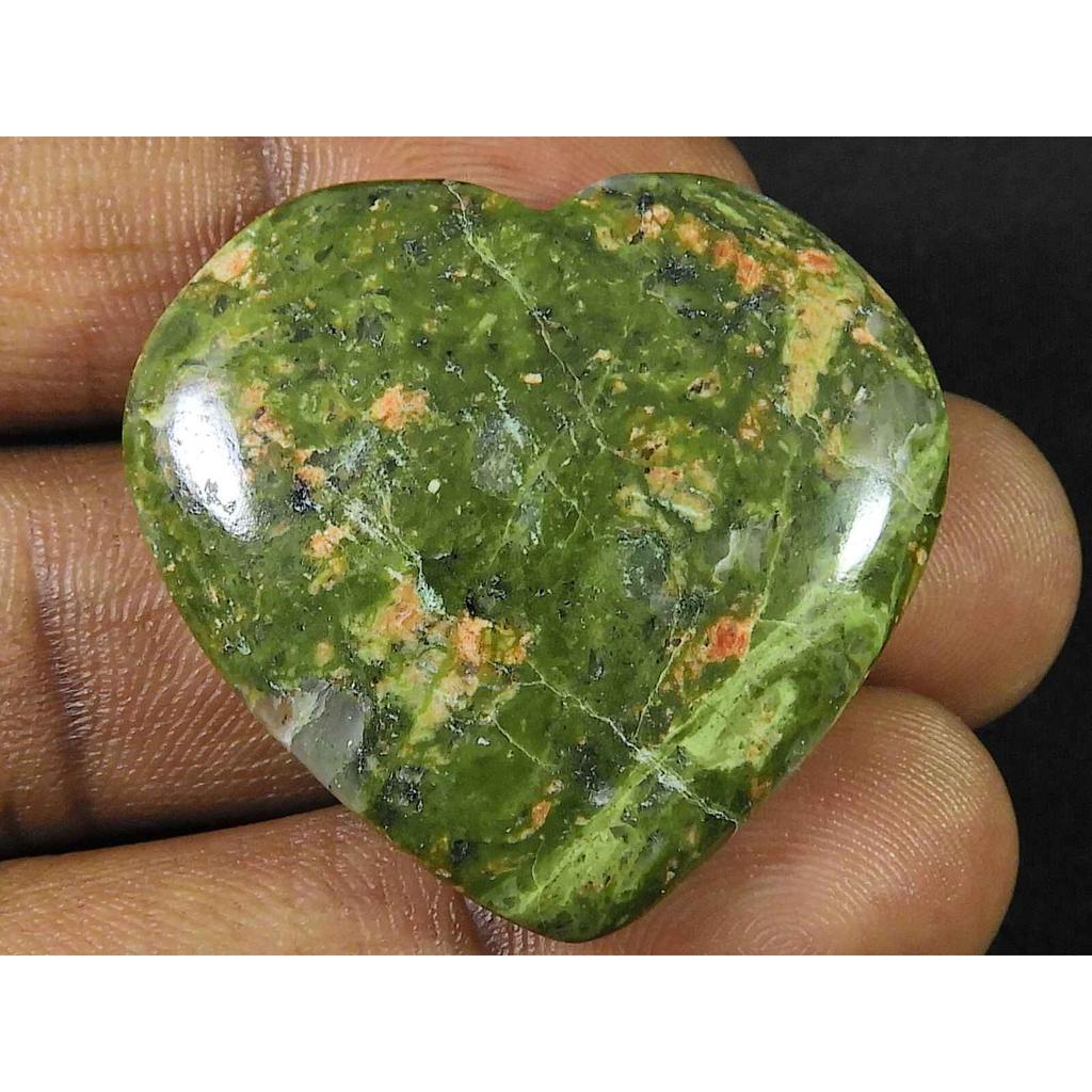 92Cts. AAA Natural Unakite Heart Healing Crytsal Loose Gemstone 32X37X09MM SK-1838