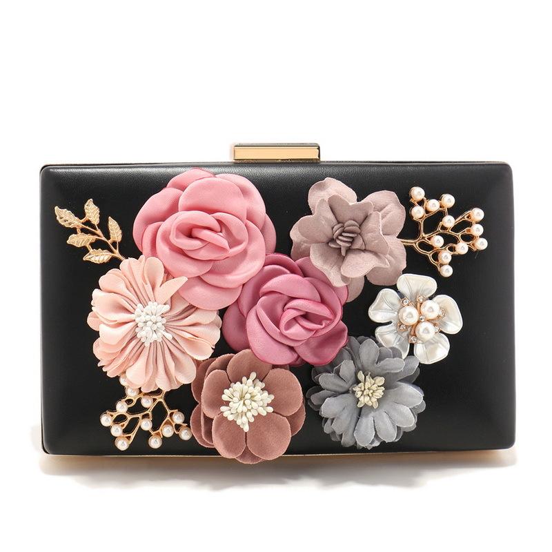 Luxury Elegant Evening Bag for Women Flower Wedding Evening Clutch Purse Bride Floral Clutch Bag Chain Shoulder Crossbody Bags