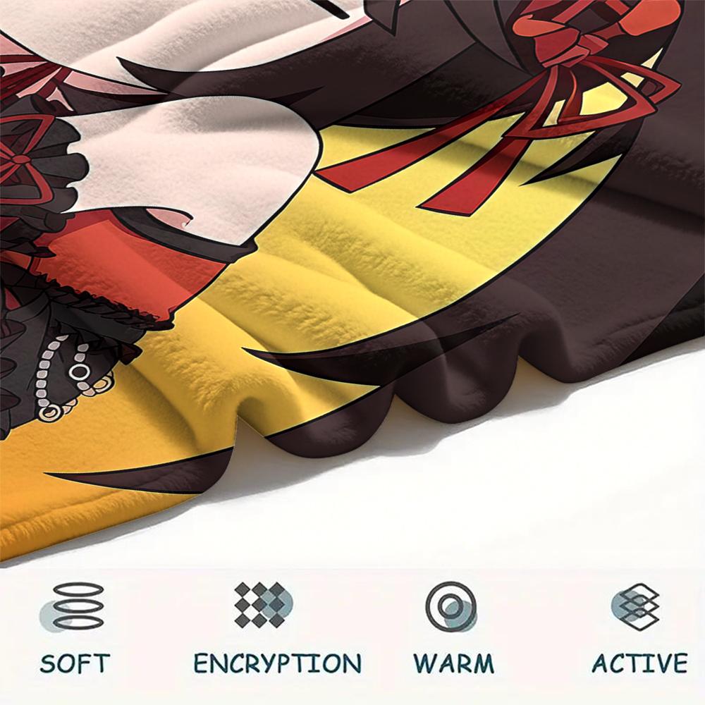 1PC Kurumi Print Flannel Blanket, High quality All Seasons, Home Decor, Warmth and Comfort, Perfect for Christmas Gifts