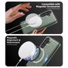 For Samsung Galaxy S25 Case Compatible with MagSafe Leather Back Phone Cover with Detachable Card Bag