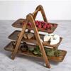 3 Tier Serving Tray 3 Tier Rectangle Wooden Plate Detachable Wood Serving Tray For Party Fruit Dessert Table Cake Snack Pastry Set