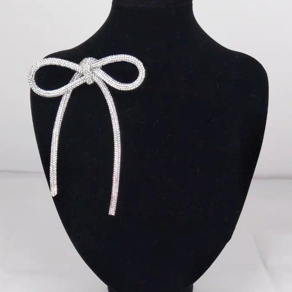 Elegant Rhinestone Bowknot Lapel Pin Stylish Women's Fashion Party Dress Brooch Jewelry Accessory for Parties Gatherings