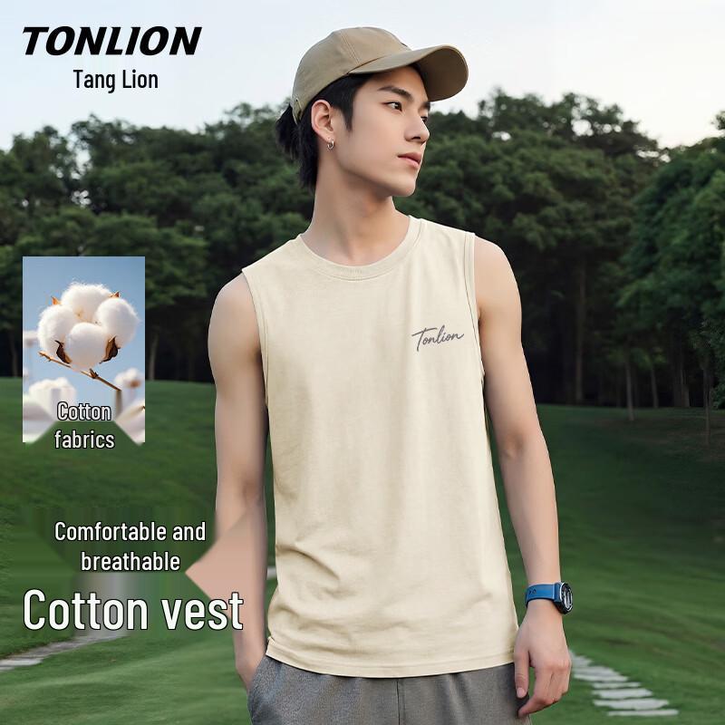 TonLion Men's 100% Cotton Casual Sleeveless T-Shirt