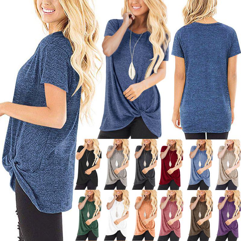 Stylish Women's Tunic Tops Short Sleeve Summer Loose Blouse Plus Size Shirt T-shirt