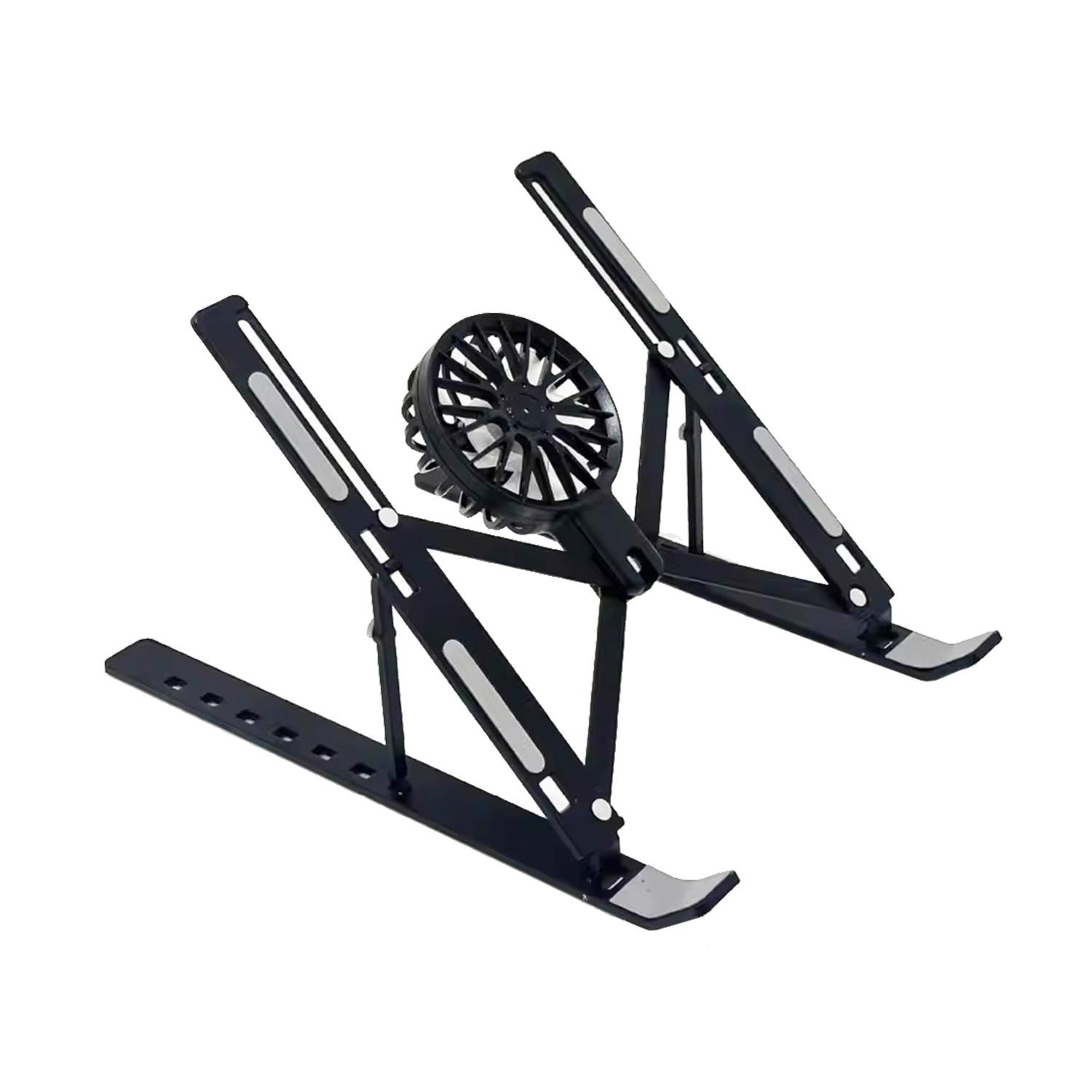 Adjustable Laptop Cooling Stand with Fan, Foldable Portable 7-Level Height Adjustment, Aluminum Alloy Material, чёрный