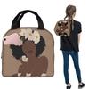 White Flower Black Woman Insulated Lunch Bag for Women Kids Portable Food Boxes Thermal Lunch Box Tote