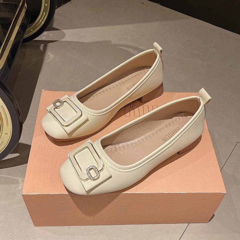 Doudou Shoes Girl 2025 Summer New Shallow Soft Leather Flat Shoes Summer Skirt Fairy Gentle Soft Sole Single Shoes