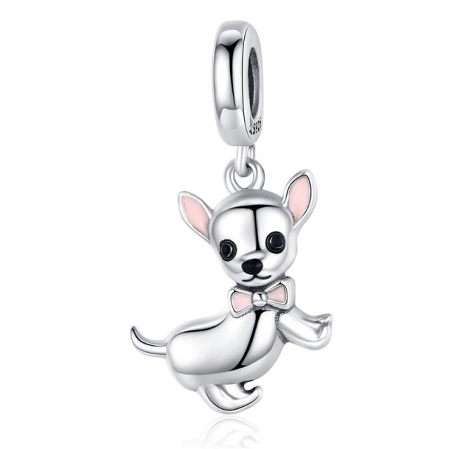 Zirconia Color Sterling Cane Animaletto Cane Cane Bulldog Perline Adatte Braccialetto da Polso Originale Ciondolo Gioielli Fai da Te Braccialetto da Polso alla Moda