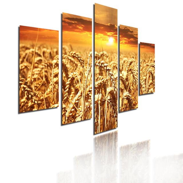 Sea Scenery Sunset Dusk Mountain Lake Landscape Poster  Canvas Painting 5 Pieces Modular Picture HD Print Wall Art Home Decor