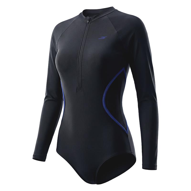 Skechers Sleek And Stylish Quick-Dry Long Sleeve Triangle One-Piece Swimsuit Women swimwear S1026040 M
