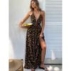 Summer New Leopard Print Suspender V-neck Elegant Dress High Waist Skirt Sexy Temperament Fashion Dress