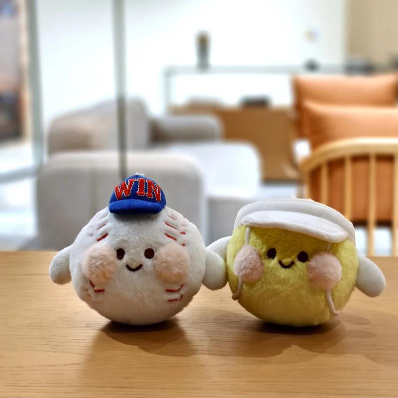 Cute Sports Ball Plush Pendant Soft Soccer Basketball Baseball Tennis Golf Doll Bag Charm Keychain Gift