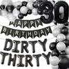 LaVenty Dirty 30 Balloons Talk Thirty To Me Birthday Decorations 30th Birthday Banner 30th Anniversary Party Bunting Decorations 30th Birthday Party