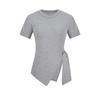 Irregular split-ended short-sleeved T-shirt women's spring new waist pinching and thin pure desire style slim-fitting Spice Girl top tide