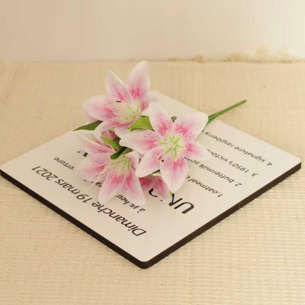 Artificial 5-head Lily Bouquet, Faux Floral Stem for Home Tabletop Arrangement, Wedding, Party, Banquet and Indoor Festival Decor