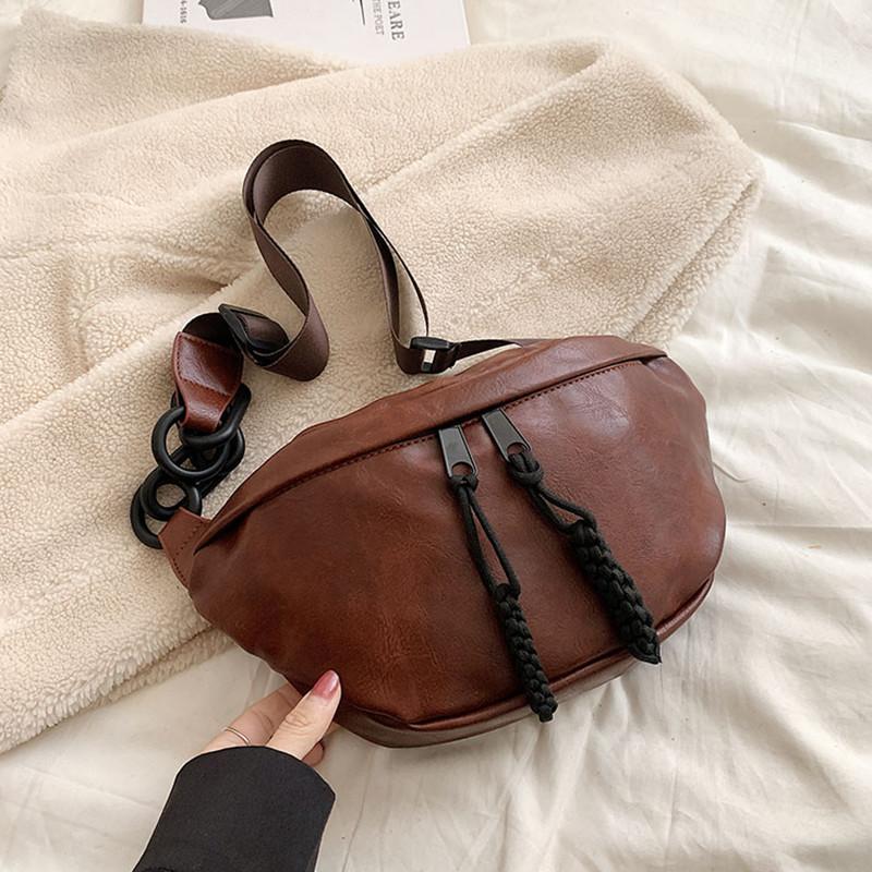 Luxury Women's Leather Bags Solid Leather Chest Bag Women's Bag