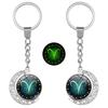 Luminous Zodiac Double-Sided Rotating Pendant Keychain for Couples - European & American Creative Design.