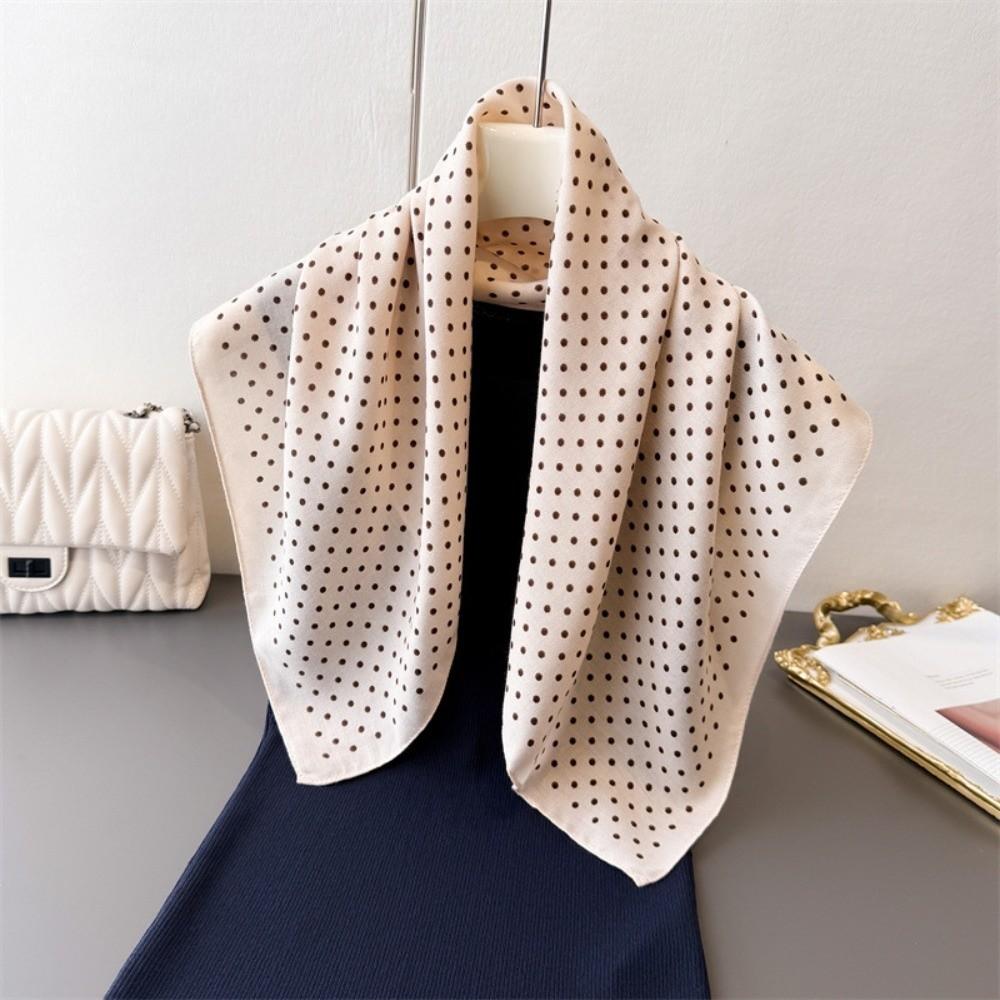 New 65*65cm Head Scarf Cotton Feel Polka Dot Foulard Bandana Women Hijab Square Neckerchief Headscarf Spring Autumn Wraps