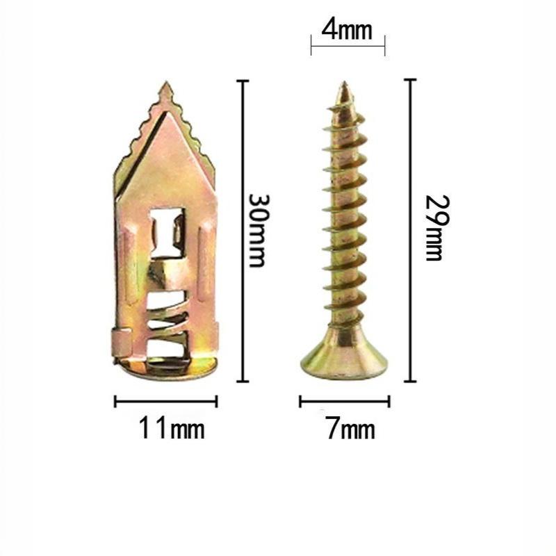 Kit d'ancrages auto-perceurs pour plaques de plâtre 50 pièces Bouchons pour murs creux avec vis d'expansion pour suspension murale Réparation domestique Outils de fixation bricolage Ensemble