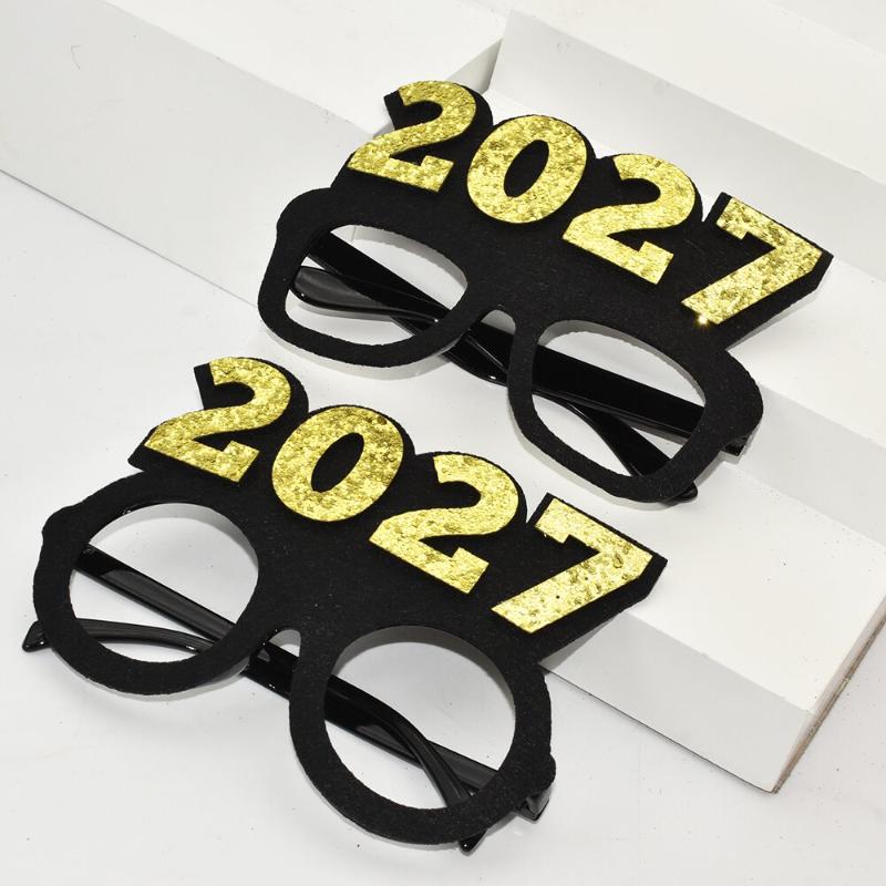 Occhiali Numero 2027 Occhiali Buon Anno Occhiali da Sole con Glitter di Diamante Prop per Cosplay Decorazione Festa di Natale Occhiali Divertenti