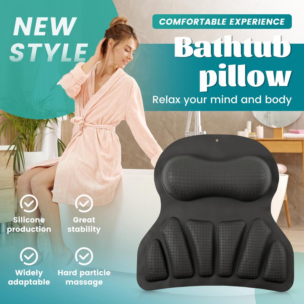 Bathtub Pillow for Tub Neck and Back Support with Non Slip Suction Cups Soft Spa Massage Cushion Mat Bath Pillow