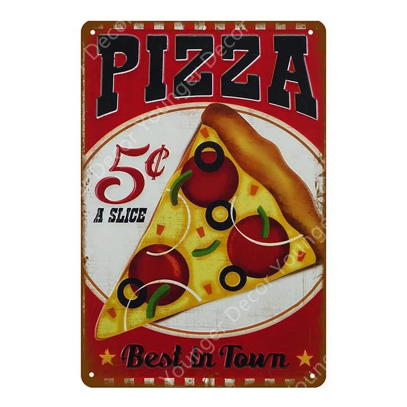 Italian Good Food Pizza Pies Metal Signs Wall Decoration Vintage Metal Poster Home Kitchen Decor Painting Plaques YJ145