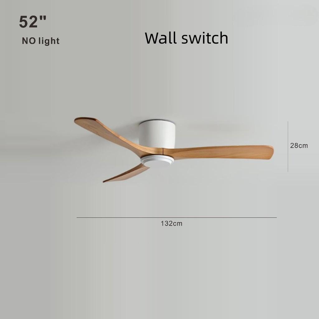 Nordic Minimalist Variable Frequency Fan Living Room Bedroom Solid Wood Ceiling Fan Creative Villa Hotel Decoration Fan
