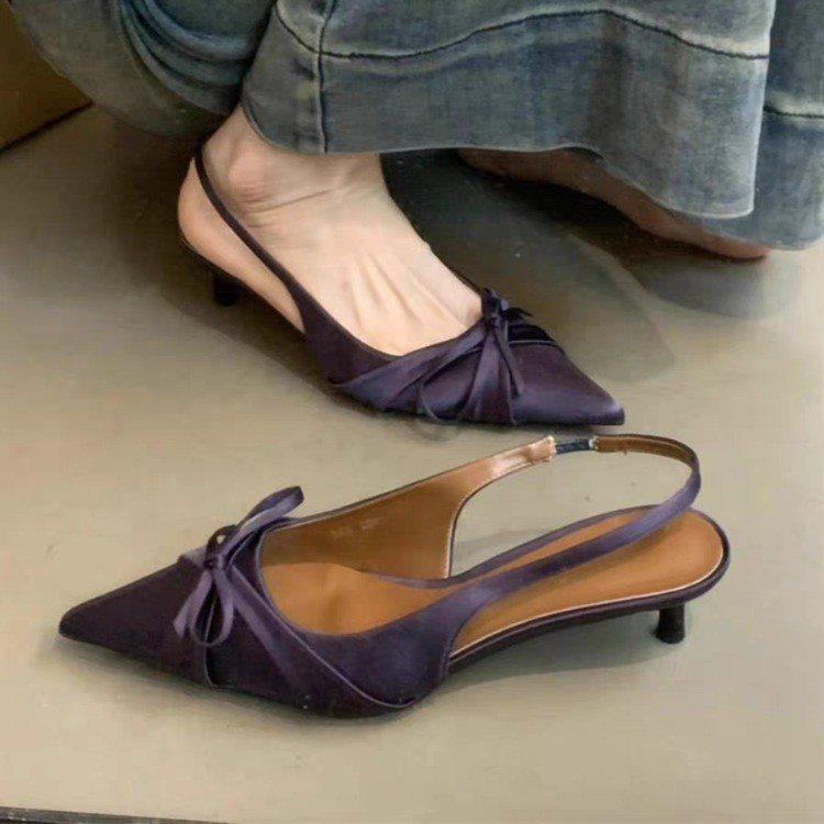 Baotou Sandals New High Heels Women's Thin Heels Spring and Summer Shoes Temperament Bow Pointed Celebrity