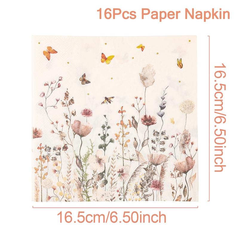 Spring Wild Flower Disposable Tableware Birthday Party Decor Wild Floral Paper Plates Cups Napkins Wedding Baby Shower Supplies