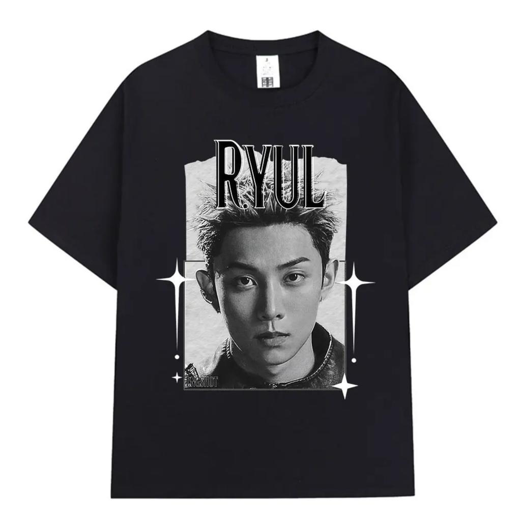 Korean Kpop Hip Hop Group Lngshot RYUL T-shirt Men Women Clothing Fashion Harajuku Oversized Cotton Short Sleeve Tees Fan Gifts
