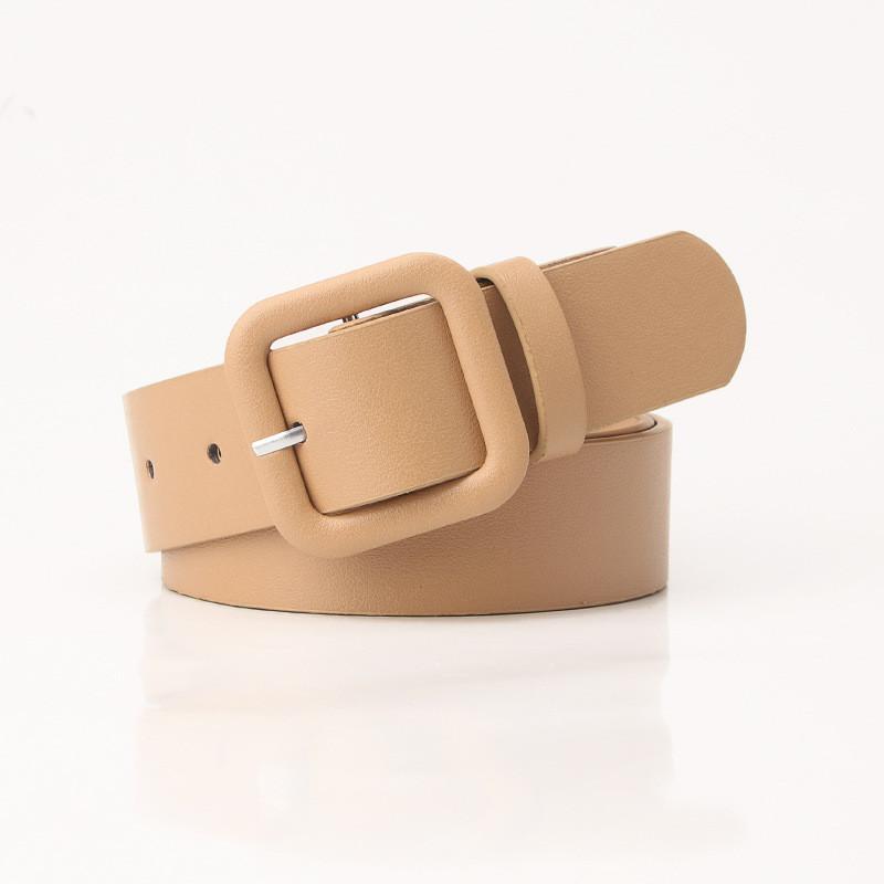 Elegant Ladies Faux Leather Belt With Geometric Buckle For Chic Sophisticated Look