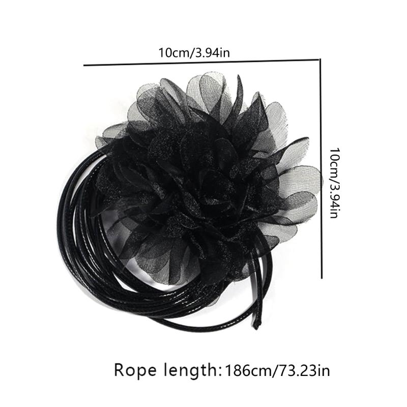 Flower Choker Necklace Elegant Hand-making Floral Collar Necklace Party Jewelry Cloth Material Gift for Women and Girls